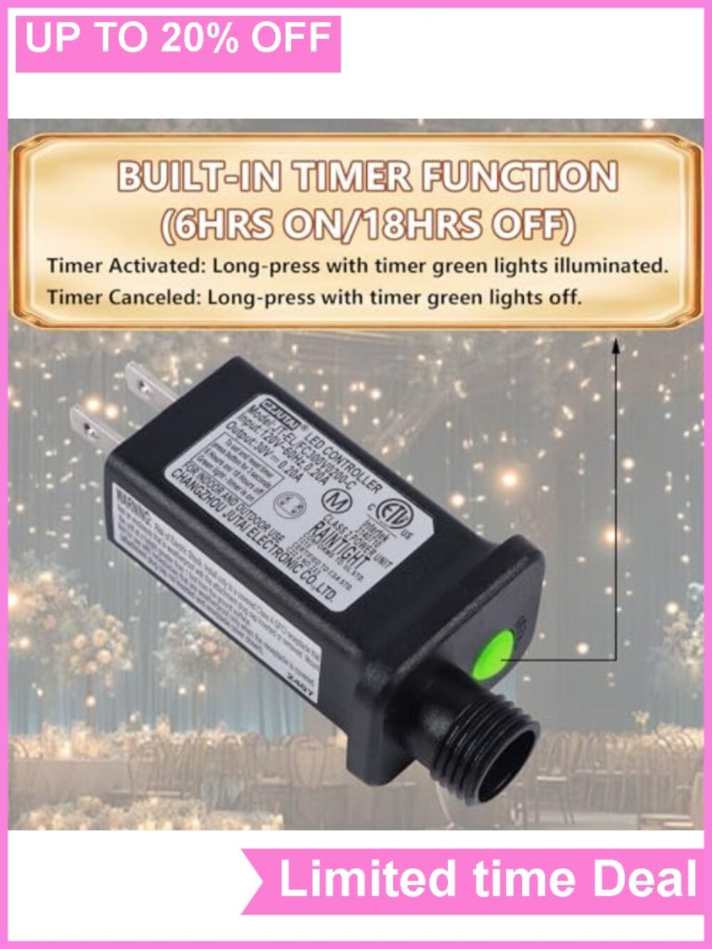 66FT 200 LED String Lights 8 Modes Waterproof Plug In Timer Connectable - Picture 4 of 5